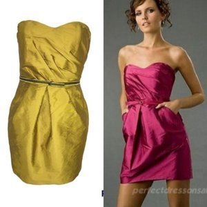 Alexia Admor Strapless Taffeta Cocktail Dress in Chartreuse